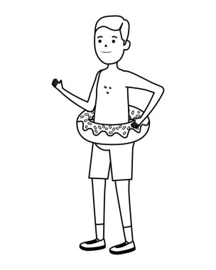 young man with donut float character