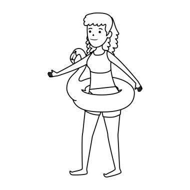 flaman float karakteri ile mutlu genç kız