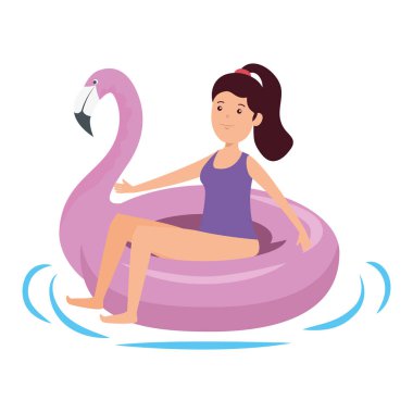 flaman float karakteri ile mutlu genç kız