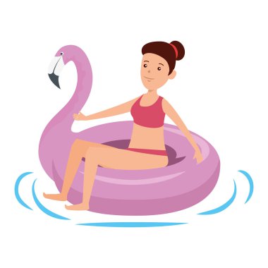 flaman float karakteri ile mutlu genç kız