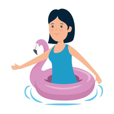 flaman float karakteri ile mutlu genç kız