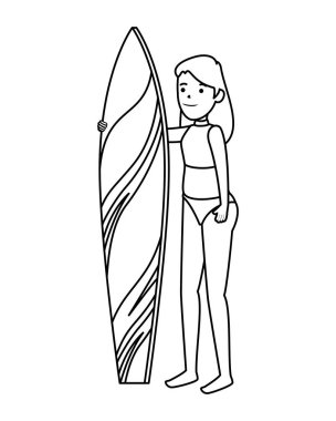 mutlu atletik kız sörf spor uygulama