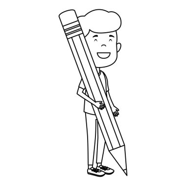 mutlu öğrenci çocuk kalemle yazma