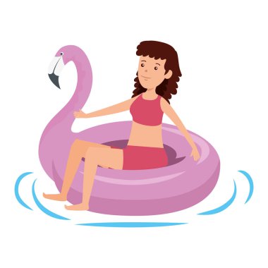 flaman float karakteri ile mutlu genç kız