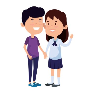 mutlu küçük öğrenciler çift karakterler