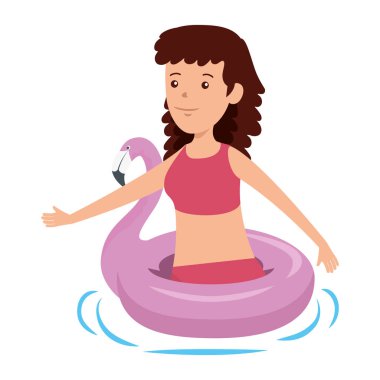 flaman float karakteri ile mutlu genç kız