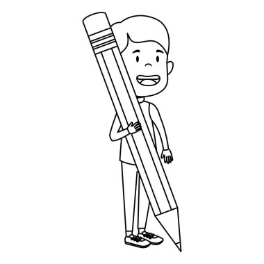 mutlu öğrenci çocuk kalemle yazma