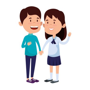 mutlu küçük öğrenciler çift karakterler