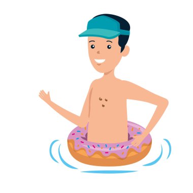 young man with donut float character