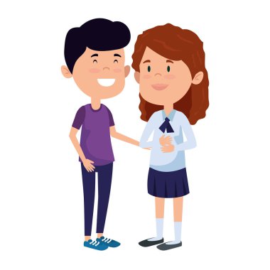 mutlu küçük öğrenciler çift karakterler