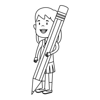 mutlu öğrenci kız kalemle yazma