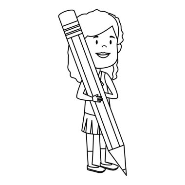 mutlu öğrenci kız kalemle yazma