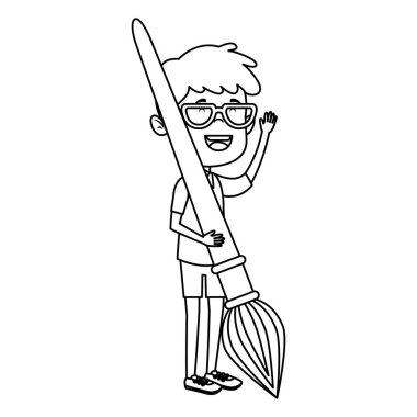 boya fırçası ile mutlu öğrenci çocuk