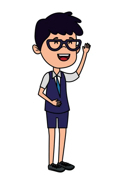 Menino estudante feliz com óculos — Vetor de Stock