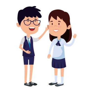 mutlu küçük öğrenciler çift karakterler