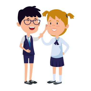 mutlu küçük öğrenciler çift karakterler