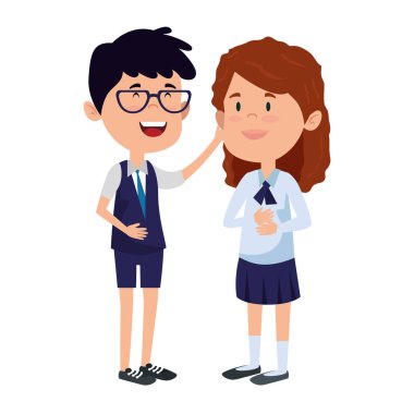 mutlu küçük öğrenciler çift karakterler