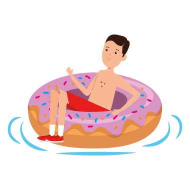young man with donut float character