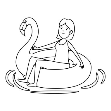 flaman float karakteri ile mutlu genç kız