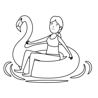 flaman float karakteri ile mutlu genç kız