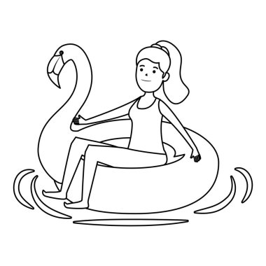 flaman float karakteri ile mutlu genç kız