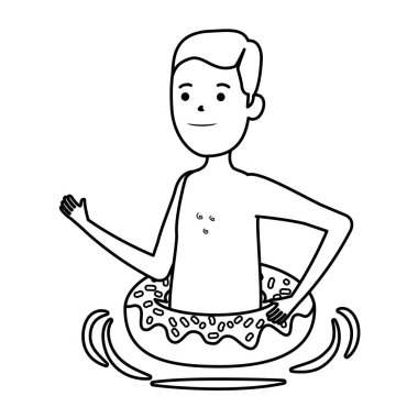 young man with donut float character