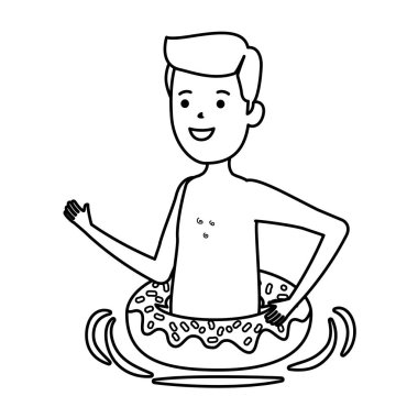 young man with donut float character