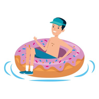 young man with donut float character