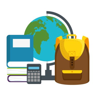 dünya haritası ve kitap ile schoolbag