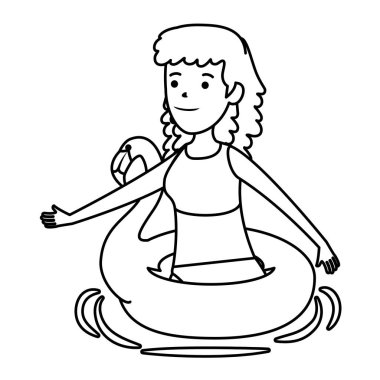 flaman float karakteri ile mutlu genç kız