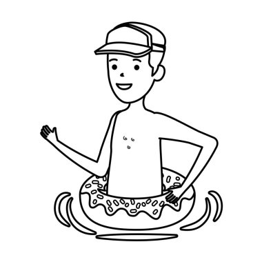 young man with donut float character