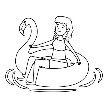 flaman float karakteri ile mutlu genç kız