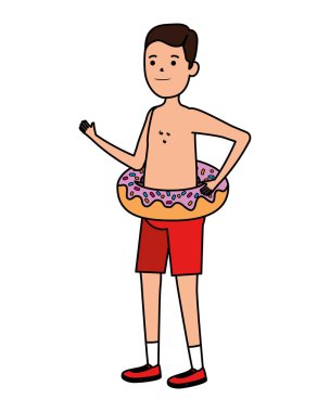 young man with donut float character