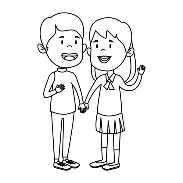 Feliz poco estudiantes pareja caracteres — Vector de stock