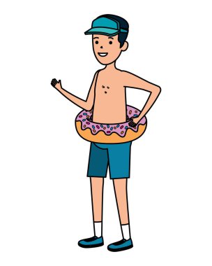 young man with donut float character