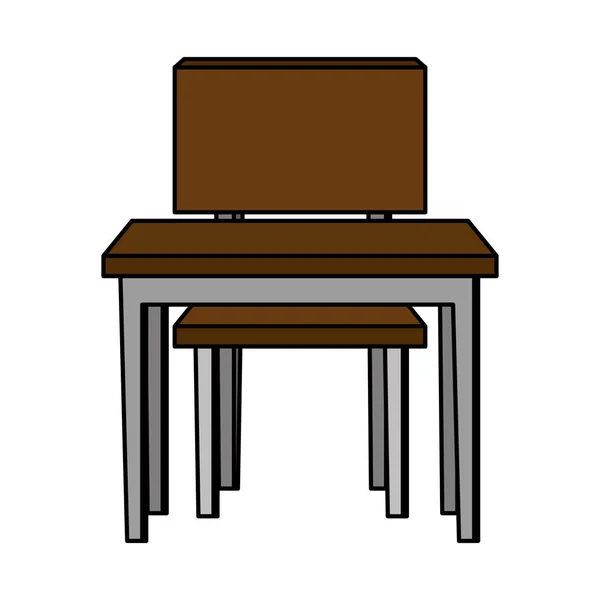 Bureau d'école avec chaise icône de l'éducation — Image vectorielle