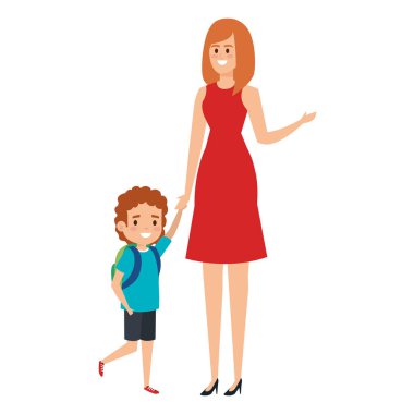 kadın öğretmen ile mutlu öğrenci çocuk