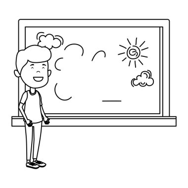 tebeşir tahtasında çizim mutlu öğrenci çocuk