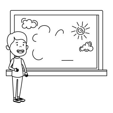 tebeşir tahtasında çizim mutlu öğrenci çocuk