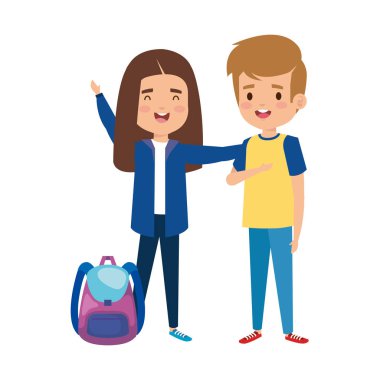 mutlu küçük öğrenciler çift karakterler