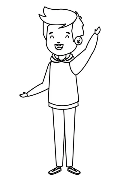 Chłopiec charakter komiks szczęśliwy student — Wektor stockowy