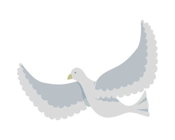 Bílá holubice létající pták ikona — Stockový vektor