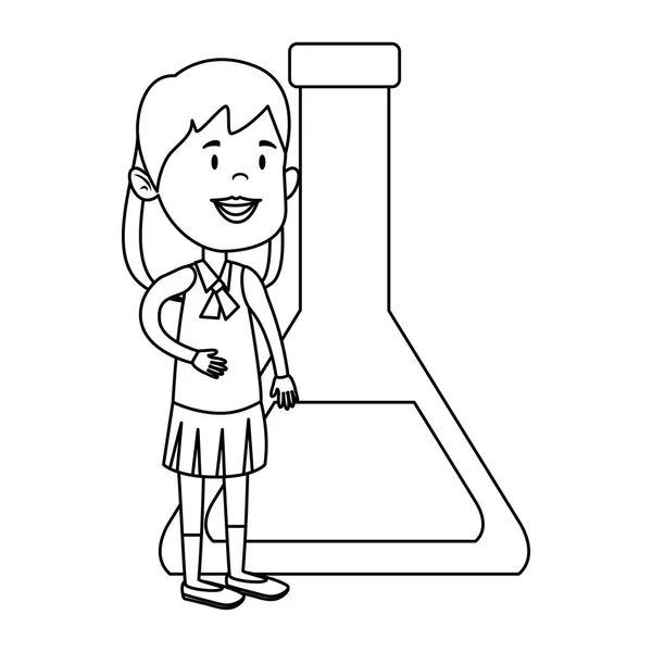 Ευτυχισμένο κορίτσι μαθήτρια με φιάλη δοκιμής σωλήνα — Διανυσματικό Αρχείο