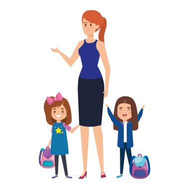 kadın öğretmen ile mutlu öğrenci kızlar