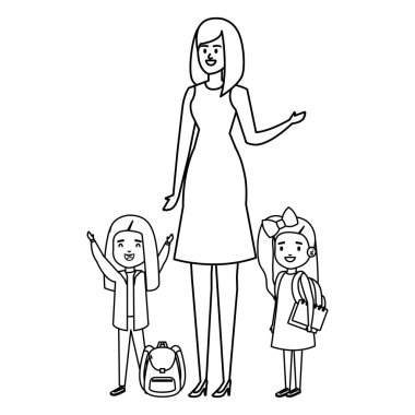 kadın öğretmen ile mutlu öğrenci kızlar