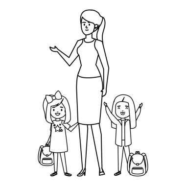 kadın öğretmen ile mutlu öğrenci kızlar