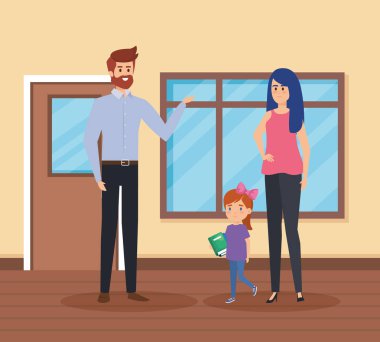 okul sahnesinde öğrenci kız ile öğretmen çift