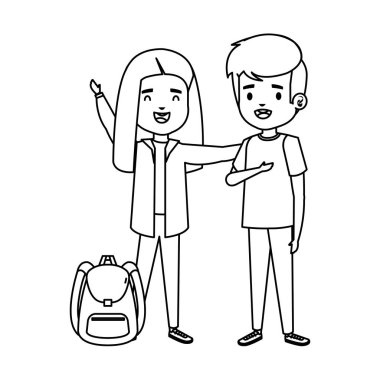 mutlu küçük öğrenciler çift karakterler