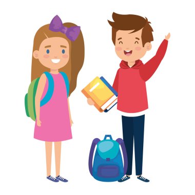 mutlu küçük öğrenciler çift karakterler