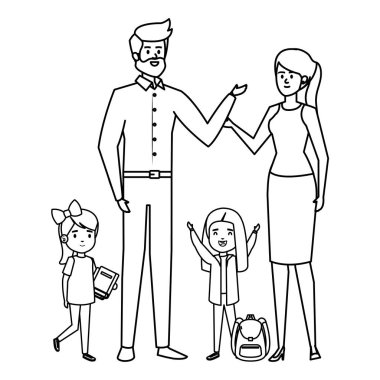 çift öğretmen ile mutlu öğrenci kızlar